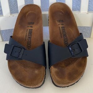 Birkenstock Madrid Black Birko Flor  Sandals Slides